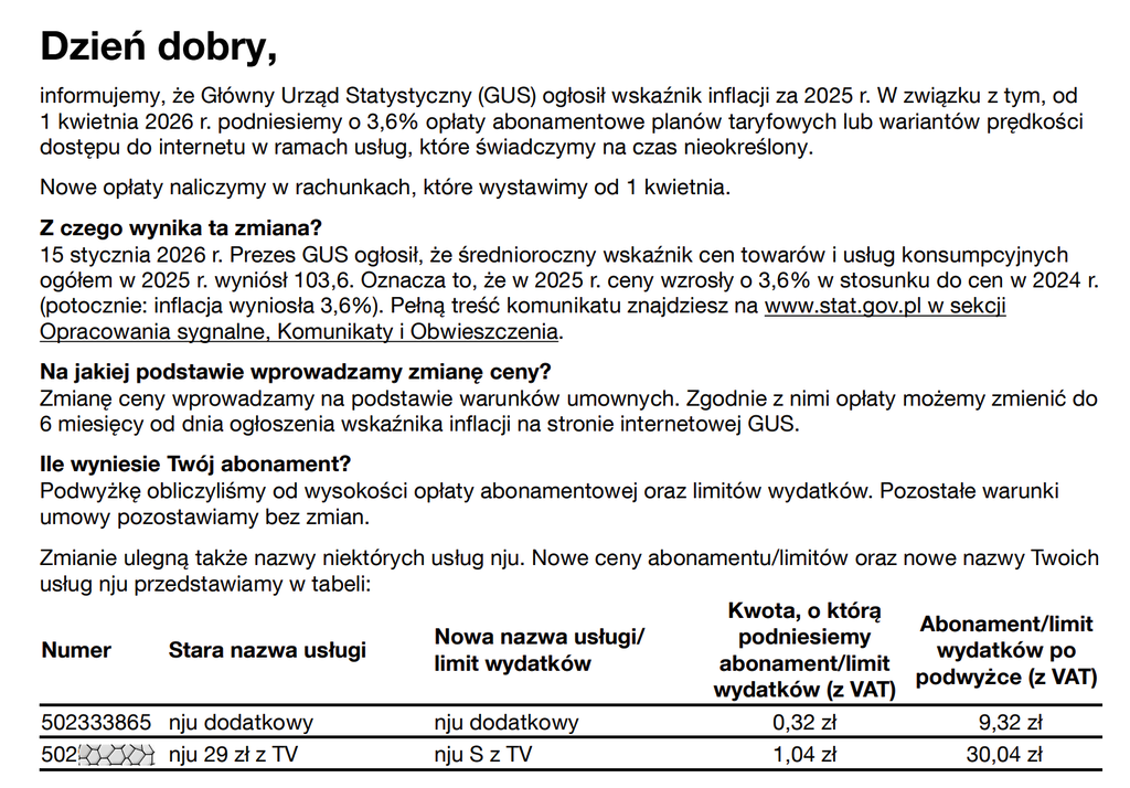 podwyżki inflacyjne Nju